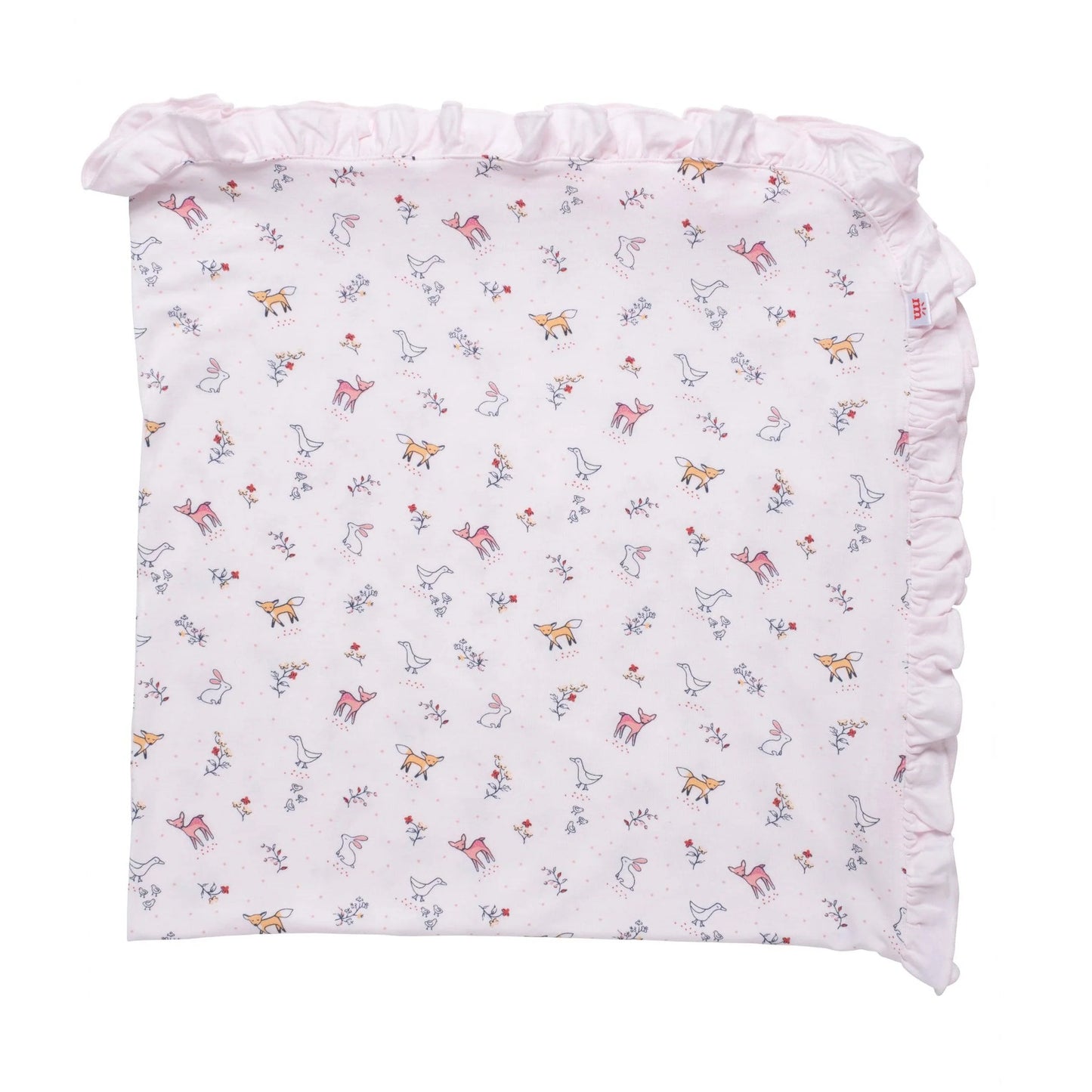 Woodsy Tale Pink Ruffle Swaddle Blanket