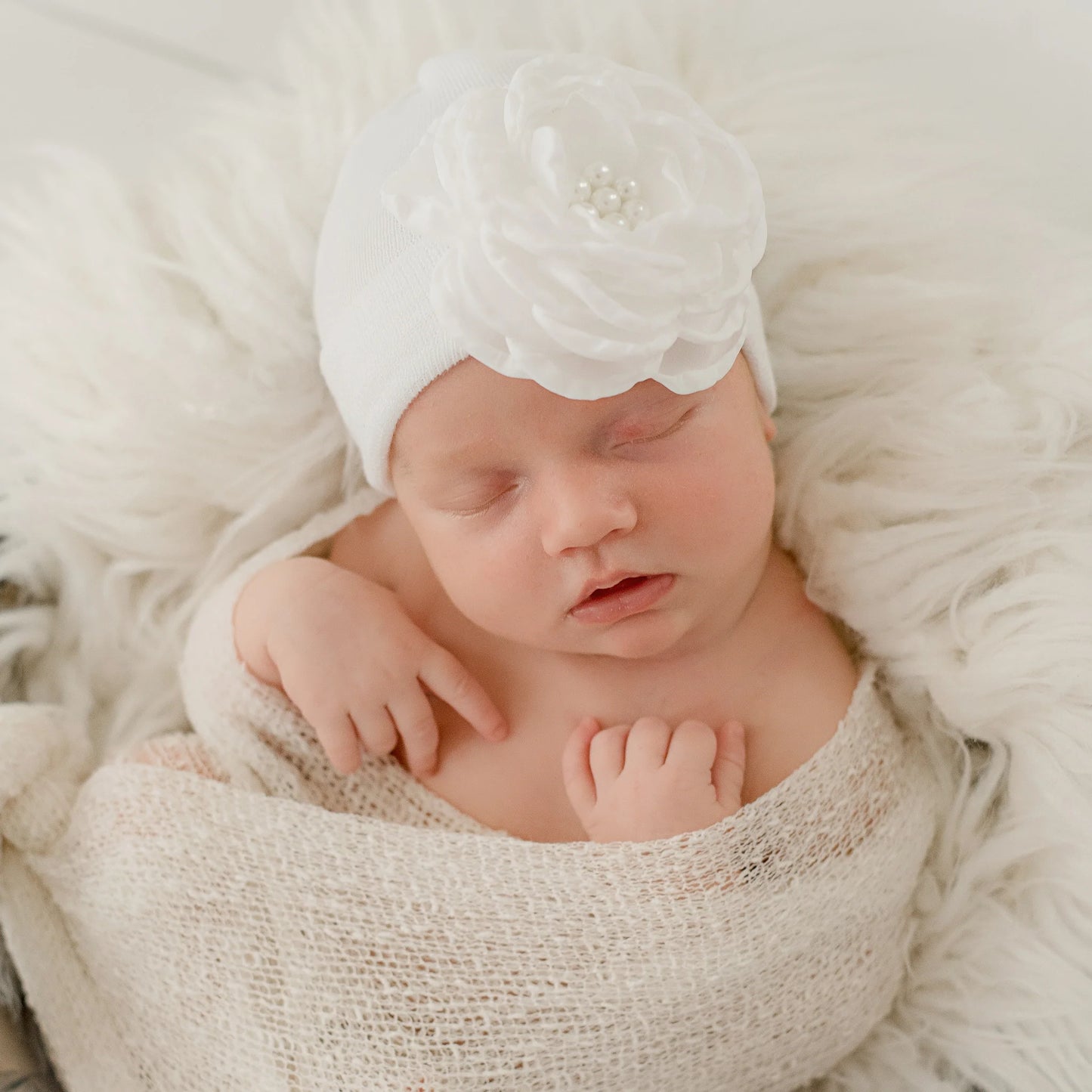 White Silk Flower Hat