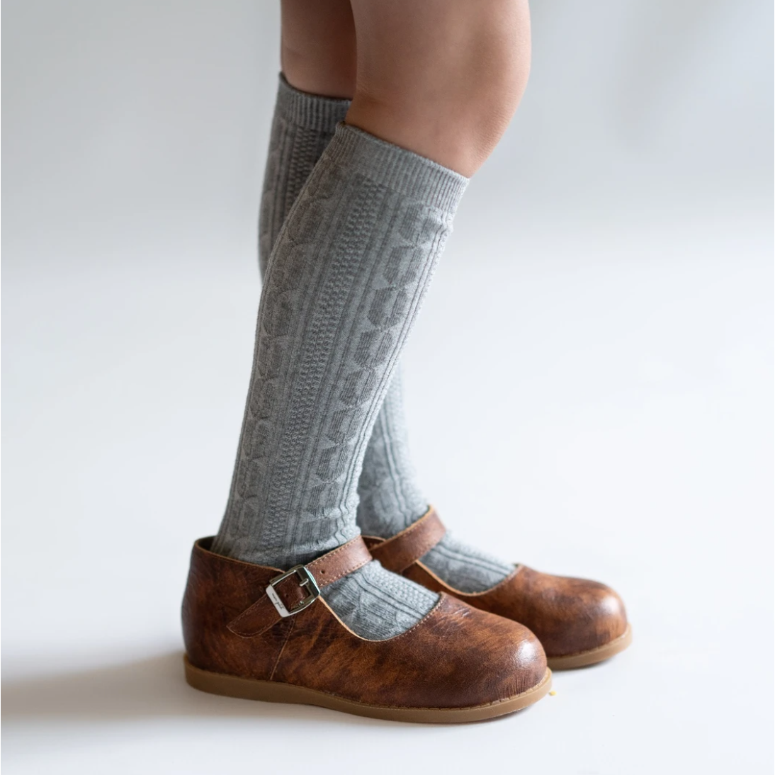 gray cable knit knee socks