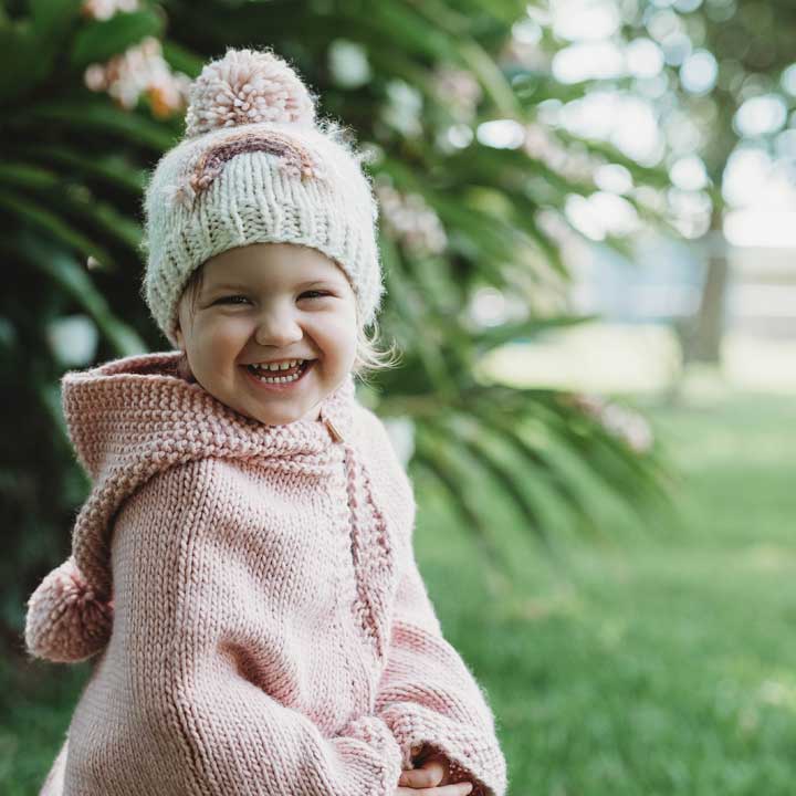 Mauve Rainbow Knit Beanie Hat