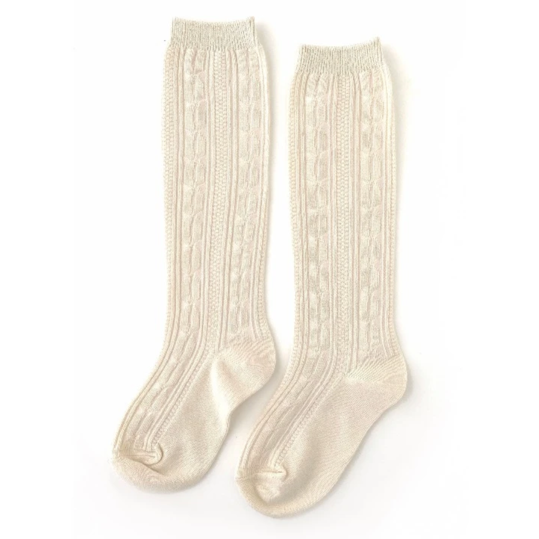 cable knit knee high socks