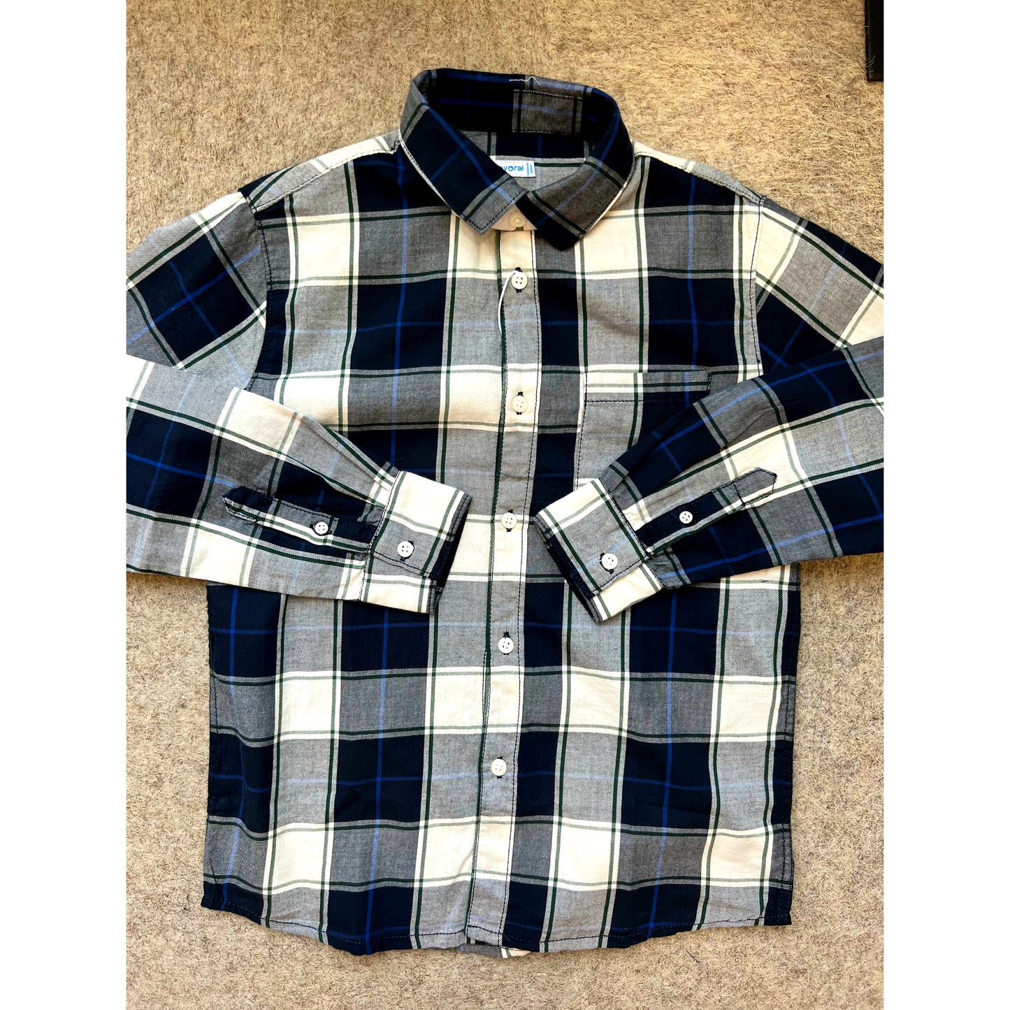 Navy Check Button Up Shirt