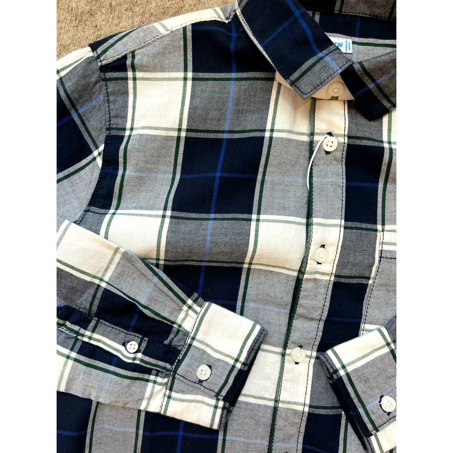 Navy Check Button Up Shirt