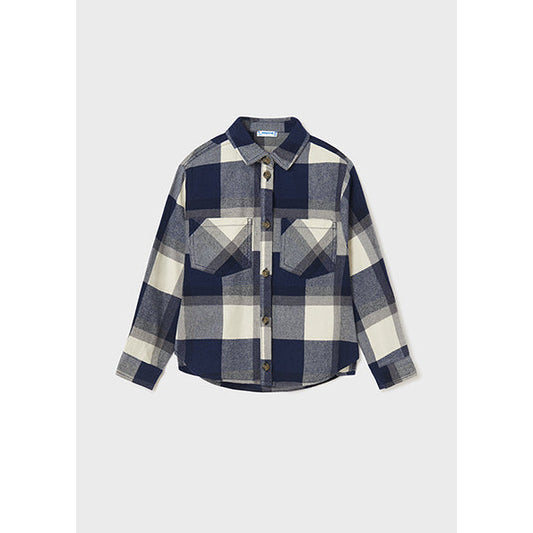 Navy Checked Oversized Shirt